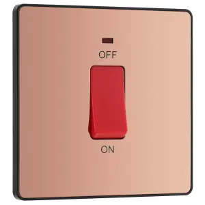 BG 45A 2 way 1 gang Cooker switch Screwless Copper effect