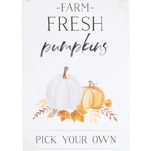 Something Different Farm Fresh Pumpkins Metal Plaque White/Black/Orange (One Size)