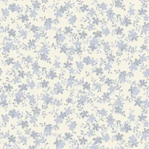 Laura Ashley Light Blue & White Misterton Trail Smooth Wallpaper