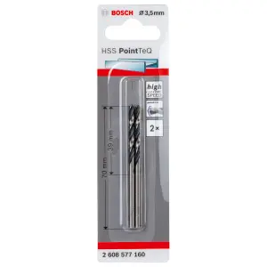 Bosch Professional Round Metal Drill bit (Dia)3.5mm (L)70mm, Pack of 2