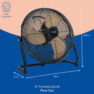 Russell Hobbs Ground Floor Fan 12 inch Black Scandi RHGF1221WDB