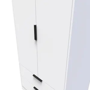 Madrid 2 Door 2 Drawer Wardrobe in White Matt (Ready Assembled)