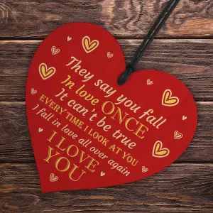 Red Ocean Wedding Anniversary Gift For Him Her Husband Wife Wooden Heart Valentines Gifts