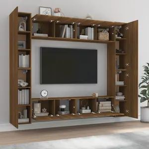 Berkfield 8 Piece TV Cabinet Set Brown Oak Engineered Wood