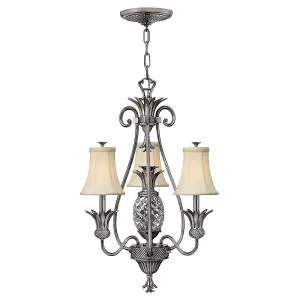 Elstead Plantation Multi Arm Chandelier 3 Light Polished Antique Nickel Finish, E14