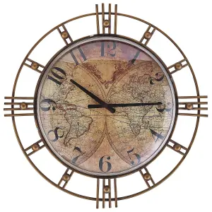 Beliani Retro Wall Clock LANCY Golden Brown