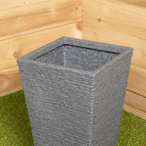 45cm Tall Plastic Ash Grey Slate Effect Garden Patio Trough