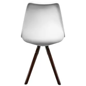 Soho White & Aqua Plastic Dining Chair with Pyramid Dark Wood Legs