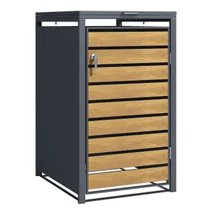 Phoenix GB1168AWK Wood Effect Single Wheelie Bin Store / Bin Storage