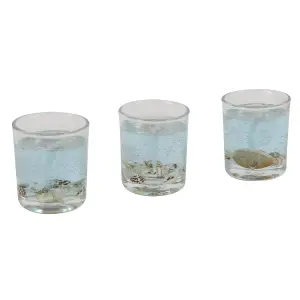 Votive Candles Unscented Sea Shell Themed Set of 3 by Laeto Ageless Aromatherapy - FREE DELIVERY INCLUDED