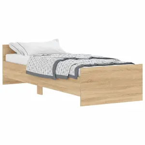 Berkfield Bed Frame Sonoma Oak 75x190 cm Small Single Engineered Wood