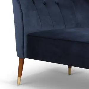 Right Hand Chaise Lounge in Velvet Navy Blue