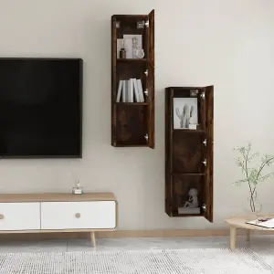 Berkfield Wall-mounted TV Cabinets 2 pcs Smoked Oak 30.5x30x110 cm