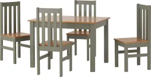 Ludlow Dining Set with 4 Green Chairs Oak effect Table