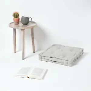 Homescapes Cotton Grey Floor Cushion, 40 x 40 cm