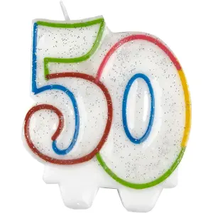 Amscan 50th Birthday Candle Multicoloured (One Size)