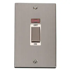 Stainless Steel 2 Gang Ingot Size 45A Switch With Neon - White Trim - SE Home