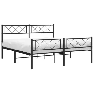 Berkfield Metal Bed Frame with Headboard and Footboard Black 135x190 cm 4FT6 Double