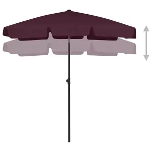 Berkfield Beach Umbrella Bordeaux Red 180x120 cm