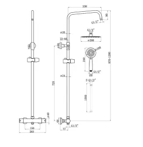 Luxury Brushed Bronze Round Thermostatic Shower with Riser Kit