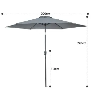 2.7M Garden Parasol Umbrella - Grey