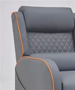 Nova Gaming Racer Recliner Ergonomic Leather Computer Chair Cinema Armchair, Grey With Orange Trim