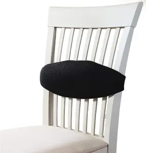 Black Adjustable Back Lumbar Supporting Chair Cushion with Machine Washable Cover - Measures H16 x W50 x D5.5cm