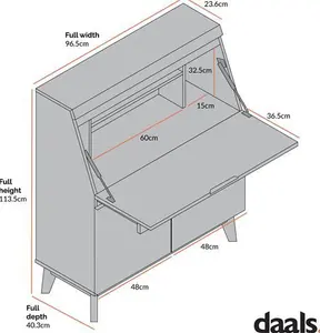 Ernest Writing Bureau In White & Oak Colour - Computer Desks - Cherry Tree Furniture - Office Desks