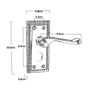 Georgian Door Handles Privacy WC Bathroom Pack Chrome 108mm x 48mm Scroll Lever