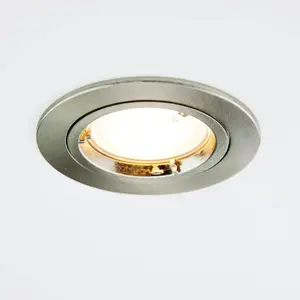 Arlec GU10 Fixed Downlight 4 Pack Brushed Steel