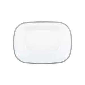 Argon Tableware - White Enamel Pie Dishes - 20cm - Grey - Pack of 2