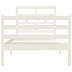 Berkfield Bed Frame White Solid Wood 90x200 cm 3FT Single