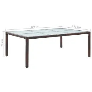 Berkfield Outdoor Dining Table Brown 200x150x74 cm Poly Rattan