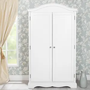 Romance Double Wardrobe French Style with Crystal Handles - True White