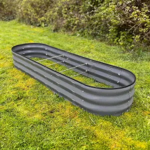 Set of 2 x Large Metal Oval Raised Vegetable Bed in Dark Grey (170cm)