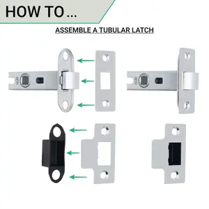 EAI Glass Door Knob Latch Kit - 76mm hinges - 78mm Latch - Polished Chrome