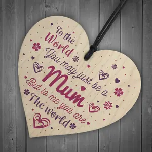 Red Ocean Mum Mummy Gift Handmade Wooden Hanging Heart Sign Gift For Mum Birthday Christmas