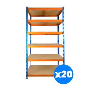 20 Bays of 6 Tier Extra Heavy Duty Storage Racking 1800h x 900w x 600d mm 300kg