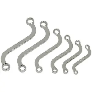 6pc Double Ended S Spanner Set - 8 to 19mm Metric 12 Point Curved Ring Wrench