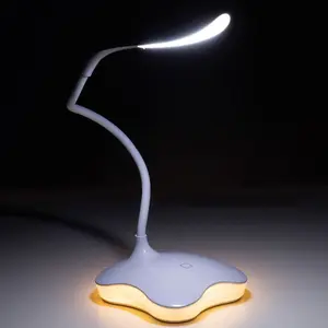 LED Touch Control Desk Lamp with Nightlight - USB or Battery Powered Bedside Light with Flexible Neck & 3 Brightness Settings