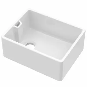 LSC Belfast 595 1.0 Bowl Fireclay Ceramic Kitchen Sink & Chrome Waste