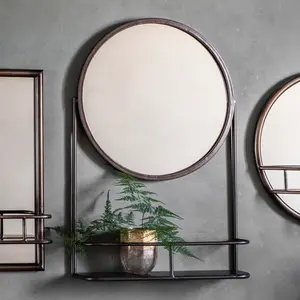 Gore Metal Flat Wall Mirror with Shelves