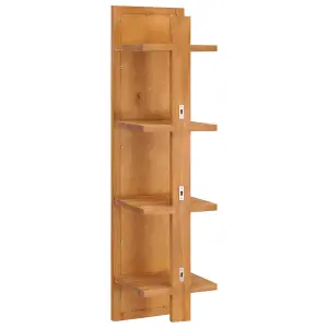 Berkfield Wall Mirror with Shelves 30x30x120 cm Solid Teak Wood