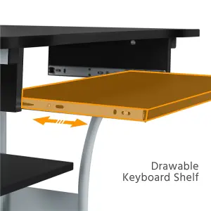 Yaheetech Black 3 Tiers Computer Desk with Printer Shelf