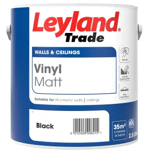 Leyland Trade Vinyl Matt Emulsion Paint - Black - 1L