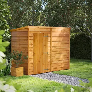 4.3 ft. W x 8.3 ft. D Solid Wood Overlap Pent Garden Shed