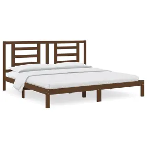 Berkfield Bed Frame Honey Brown Solid Wood Pine 200x200 cm