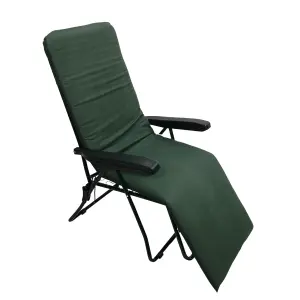 Padded Outdoor Garden Patio Recliner or Sun Lounger in Plain Green