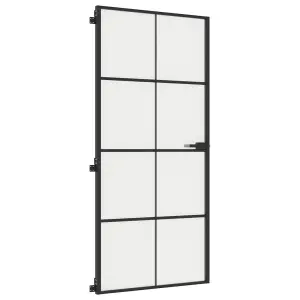 Berkfield Interior Door Slim Black 93x201.5 cm Tempered Glass and Aluminium