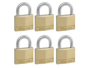 Master Lock - Solid Brass 40mm Padlock 4-Pin - Keyed Alike x 6